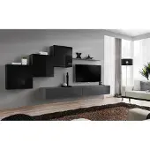 AEA Wohnzimmer Set Wandregal TV-Ständer Grau Wohnwand Luxus Schrank Design 6tlg.