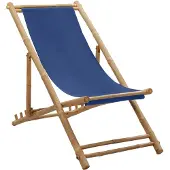 vidaXL Liegestuhl Bambus und Canvas Marineblau