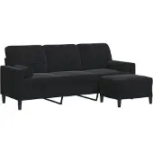 vidaXL 3-Sitzer-Sofa mit Hocker Schwarz 180 cm Samt