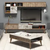Dmora Ollomont - Wohnzimmerset, Nussbraun, Modulierbar