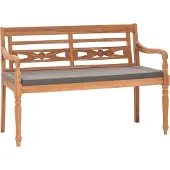 Möbelando vidaXL Batavia-Bank mit Dunkelgrauem Kissen 120 cm Teak Massivholz