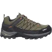CMP Wanderschuh "RIGEL LOW WP TREKKING SHOES", Herren, Gr. 41, Synthetik, grün (olive, flame), Leder, Schuhe Wanderschuh, wasserdicht