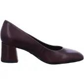 Tamaris Pumps , Damen, Gr. 39, Textil, braun (dunkelbraun), Leder, clean, gepflegt, leicht glänzend, festlich, Schuhe Pumps, Blockabsatz, Abendschuh, Businesschuh in modischer Karreeform, Topseller