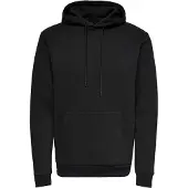 Only & Sons Kapuzensweatshirt "CERES LIFE HOODIE SWEAT", Herren, Gr. L, schwarz, Obermaterial: 65% Baumwolle, 35% Polyester, unifarben, normal normal, Rundhals, Bündchen, Sweatshirts Kapuzensweatshirt