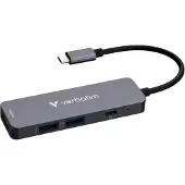 Verbatim USB-C Multiport Hub Essentials, 4 Anschlüsse, USB-C/USB-A/HDMI, schwarz/silber
