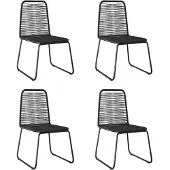 vidaXL Gartenstühle 4 Stk. Poly Rattan Schwarz