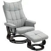 HOMCOM Relaxsessel mit Hocker, Drehbar Liegesessel mit Samtoptik, Grau
