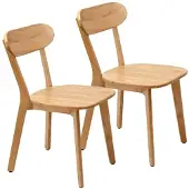 Great han Esszimmerstühle aus 100 % Massivholz 2er-Set Mid-Century-Modern-Stil Holzfarbe