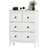 HOMCOM Kommode Moderner Sideboard mit 4 Schubladen für Wohnzimmer Weiß