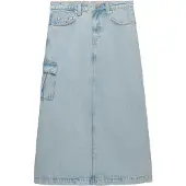 Superdry für Damen. W7210406A Blauer Denim Cargo Maxi Rock (XS), Lässig, Baumwolle