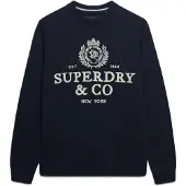 Superdry für Herren. M6110788A Marineblauer Pullover mit Applikation (XL), Lässig, Baumwolle