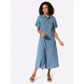 Casual Looks Jeanskleid "Jeans-Kleid", Damen, Gr. 21, Kurzgrößen, blau (blau, bleached), Twill, 100% Baumwolle, unifarben, wadenlang, Kleider Jeanskleid