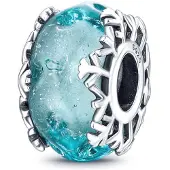 Sonstiges Bead Charms Kirschblüten Schneeflocke Winterblau Murano Damen