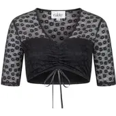 Nübler Dirndlbluse NÜBLER "Dirndlbluse kurzarm Moni", Damen, Gr. 40, schwarz, Obermaterial: 85% Polyamid PA. 15% Elasthan EL., Blusen Dirndlbluse