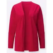 Inspirationen Shirtjacke "Shirtjacke", Damen, Gr. 42, pink (erdbeere), 100% Baumwolle, unifarben, V-Ausschnitt, Shirts Shirtjacke