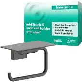 Hansgrohe AddStoris S Papierrollenhalter mit Ablage, 41789340, Farbe: Brushed Black Chrome