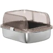 PawHut Katzenklo Edelstahl, offen Katzentoilette mit hohem Rand, Wanne, Schaufel