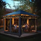 Sonstiges Gartenpavillon 3x3m Anthrazit Faltpavillon mit Moskitonetzen Höhenverstellbar Metall Oxford-Gewebe