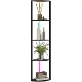 HOMCOM LED Stehlampe 5-stufige dimmbar Stehleuchte mit Regal, RGB Farbwechsel