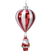 Décoris Ballon Glas hängen d7h15 cm rot/weiß hangdeco (tweekleurig)