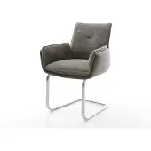 DELIFE Freischwinger Nela-Flex Bouclé Soft Schlamm Freischwinger flach Edelstahl