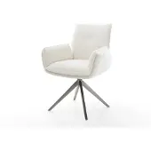 DELIFE Drehstuhl Nela-Flex Bouclé Soft Beige Kreuzgestell breit Graphit 360° drehbar Wippfunktion