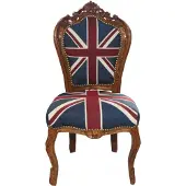 Casa Padrino Barock Esszimmer Stuhl Union Jack / Braun - Möbel Antik Stil