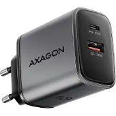 Axagon ACU-PQ67 PD3.0 & QC4+ GaN-Netzladegerät mit zwei Ausgängen 67W, Drinnen, AC, Schwarz, Grau