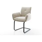 DELIFE Freischwinger Nela-Flex Webstoff Soft Beige Freischwinger flach Schwarz