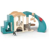 Schleich Katzenspielzeug Figur, Schaukel, Kratzbaum, Rutsche, 42764 Farm World