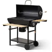 CookingBox Mike Evolution Holzkohlegrill 142 x 57 x 112 cm schwarz, 71 x 35 cm Grillfläche, mit Deckel & Temperaturanzeige, 2 Räder, Aschelade