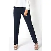 Relaxed Bügelfaltenhose "Steffi", Damen, Gr. 38, Lang, blau (navy 059), Stoff, Obermaterial: 100% Polyester PES., unifarben, slim fit normal, Hosen Bügelfaltenhose, aus knitterfreiem Material