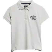 Superdry für Damen. W6011869A Polohemd mit schmaler Passform 90s grau (M), Lässig, Baumwolle, Kurzarm