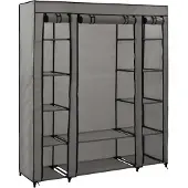 Yiwydaa Stoffschrank mit Fächern Kleiderstangen Grau 150x45x176cm