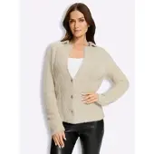 HEINE Jackenblazer "Strickblazer", Damen, Gr. 48, beige (sand), 54% Polyamid, 30% Viskose, 16% Polyester, Blazer Jackenblazer