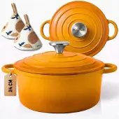 Hage Emaillierter Gusseisentopf 24 cm 4 l Senf