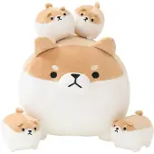 Sonstiges Plüschtier Shiba Inu mit 4 Welpen, aus Baumwolle, Geschenk für Kinder