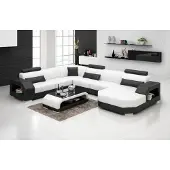 AEA Ledersofa Couch Wohnlandschaft Ecksofa Eck Garnitur Design Modern Sofa G8001