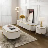 AEA Wohnzimmermöbel Set Designer Wohnzimmer Sideboard Couchtisch Beistelltisch 3tlg.