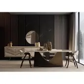 AEA Elegante Küchengarnitur Holztisch Designer 6x Polsterstühle Konsole