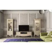 AEA Wohnzimmer rtv Vitrine Anrichte Regal Luxus Wohn Zimmer Beige Set 3tlg.