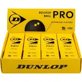 Dunlop Squashball Pro (2 gelbe Punkte, Speed sehr langsam) schwarz - 12 Bälle im Karton
