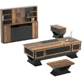 AEA Arbeitszimmer Set Anrichte Couchtisch Tisch Sideboard Holz Braun Schwarz 4tlg