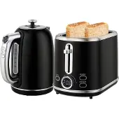 HOMCOM Wasserkocher Toaster Set 1,7L Edelstahl Wasserkocher 2 Scheiben Toaster