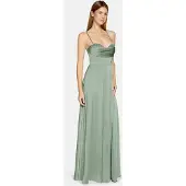 Vera Mont Abendkleid "Abendkleid mit Wasserfallausschnitt", Damen, Gr. 34, EURO, grün (foggy grün), Obermaterial: 100% Polyester PES., Kleider Abendkleid