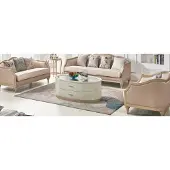AEA Creme Couchtisch Ovaler Wohnzimmer Tisch Glastisch Holz Luxus Couchtische Möbel