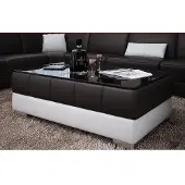 AEA Designer Couchtisch Polster Tisch Leder Glas Moderner Tisch Glastische