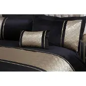 Markenlos Bettwäsche Set - Schwarz und Gold, 220x230cm mit 2 Kissenbezügen (50x75cm)