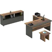 AEA Arbeitszimmer Set Tisch Sideboard Couchtisch Stauraum Holz Grau Braun