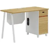 AEA Schreibtisch Holzoptik mit Stauraum und weißen Beinen Modernes Büromöbel Design